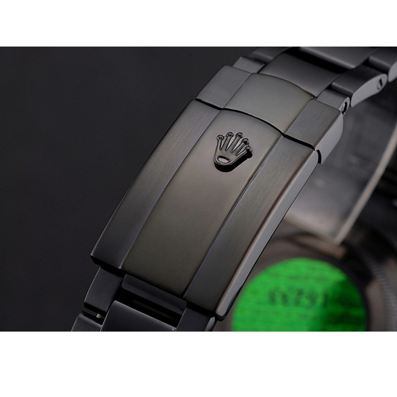 MiroTime 1025 Rolex Bamford Submariner Black Dial Roman Numerals Black Ionized Case And Bracelet